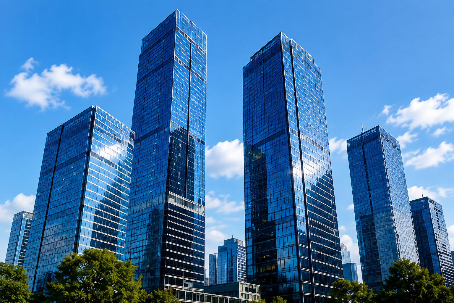 Modern corporate buildings