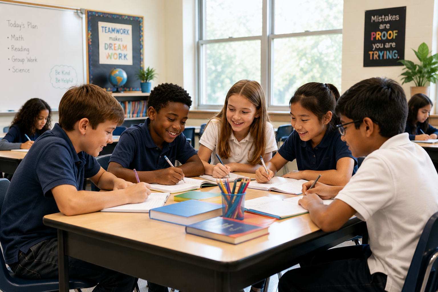 Students learning together in a classroom