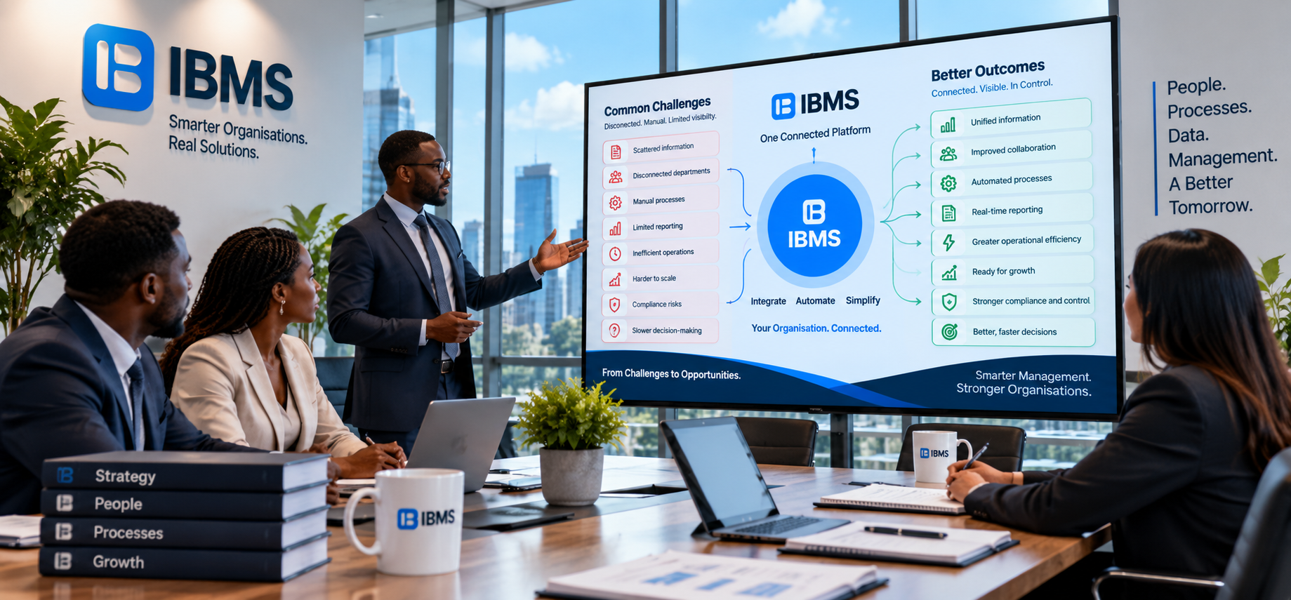 IBMS solutions presentation and connected management screen